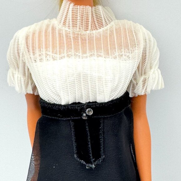 Barbie Doll Vtg 1969 Midi Magic Black White Tulle Satin?  Dress NO DOLL Gift - Picture 4 of 8